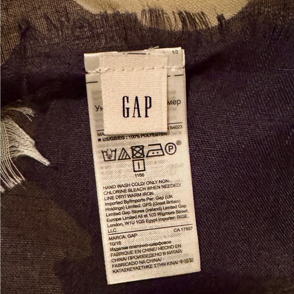 GAP Dark Blue & Yellow Frayed Scarf - Picture 3 of 3